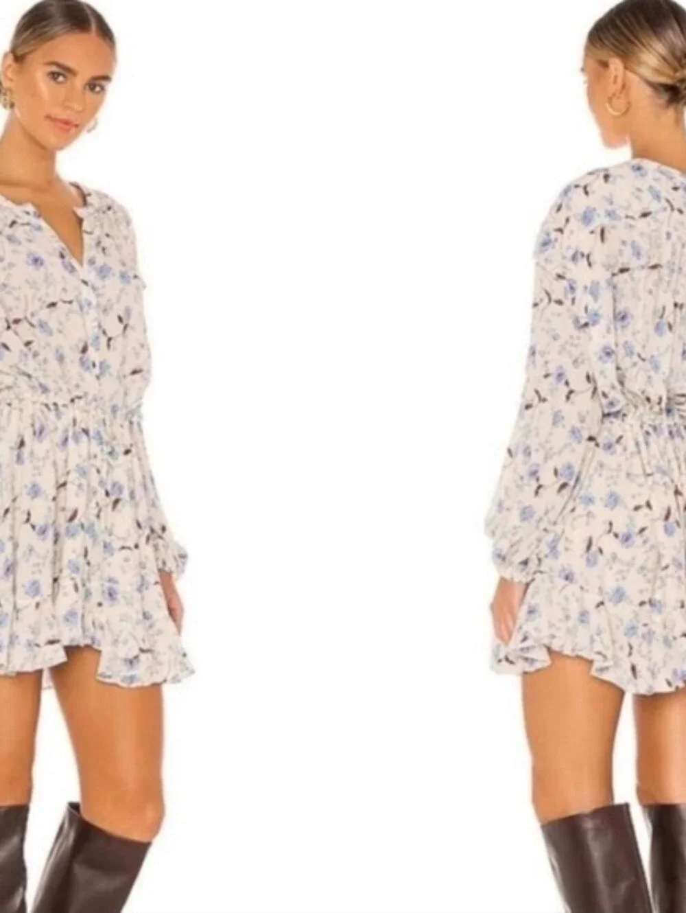 Free People Cream Floral Mini Dress Free People Cream Floral Mini Dress